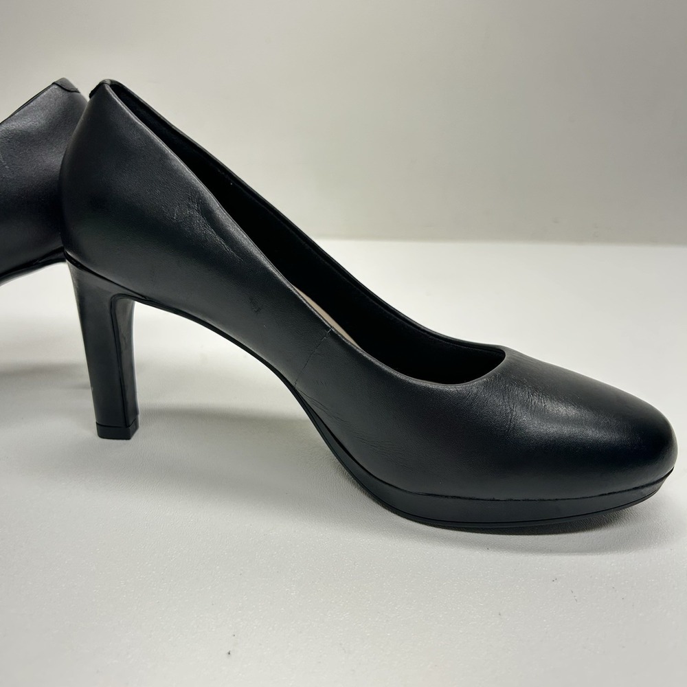 Clarks Ambyr Joy Black Leather Almond Toe Pumps Comfort Heels Work Office 6.5 M - Picture 8 of 15